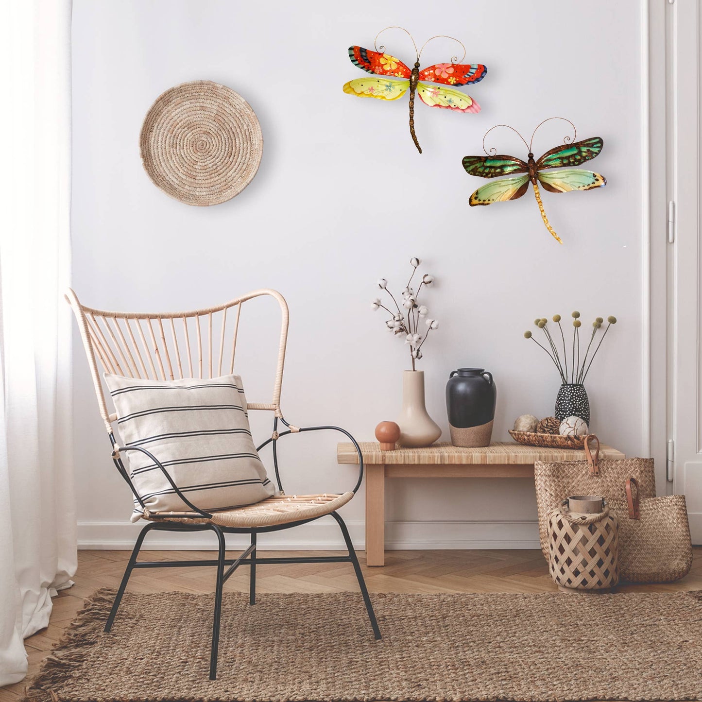 Eangee Home Design - Dragonfly Wall Decor Aqua And Gold, w/ Capiz, Outdoor Safe