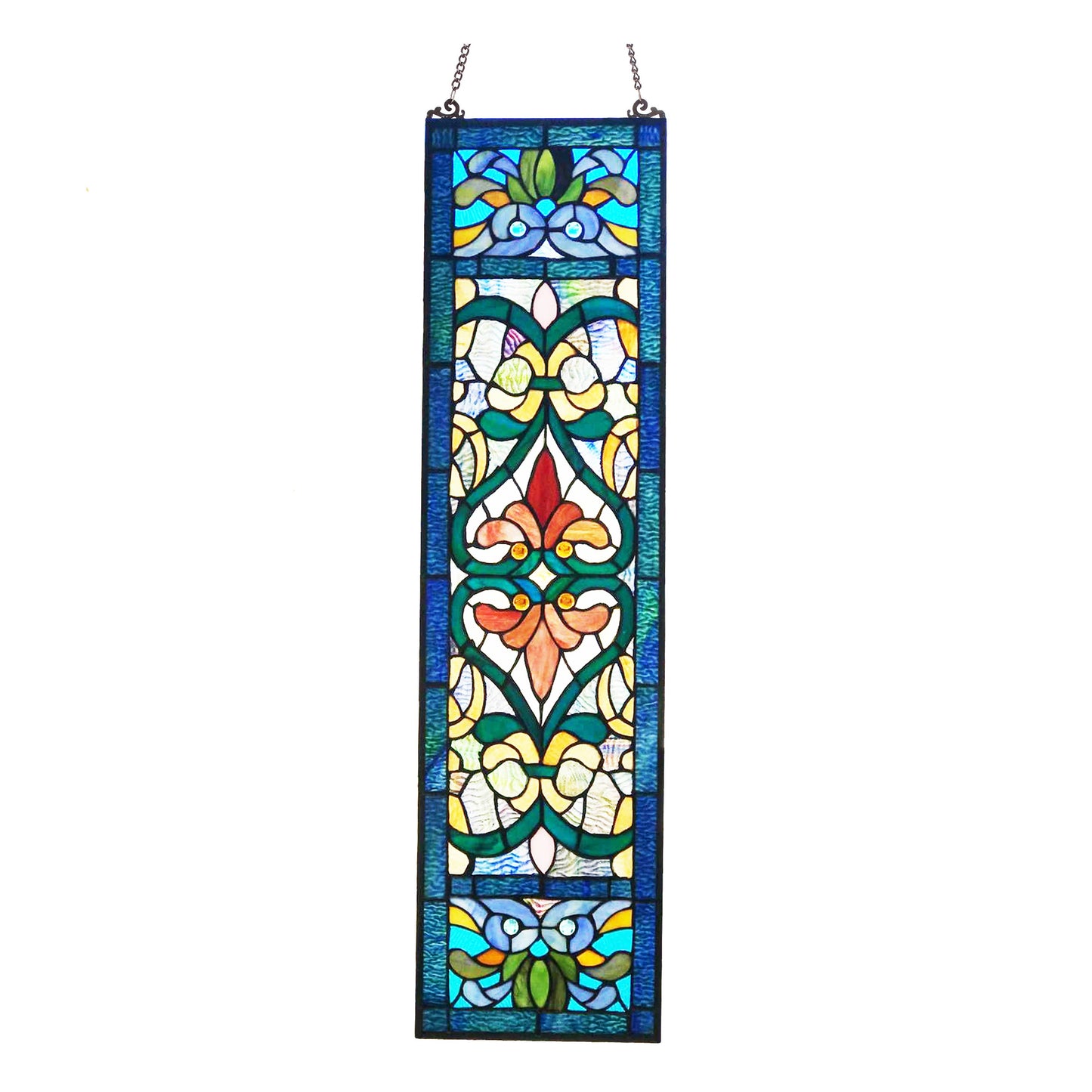 River of Goods - 36"H Lani Victorian Red or Blue Stained Glass Window Panel: Red
