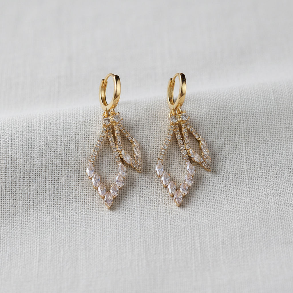 camilla dovey - Dual Layer Geometric Rhinestone Drop Earrings