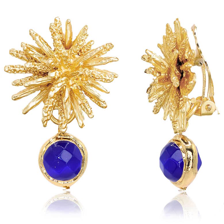 KARINE SULTAN - Coriandoli Clip-on Starburst Earrings – Elegant & Colorful: Aquamarine Blue