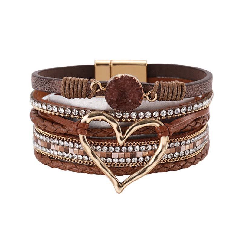 Mio Queena - Multi-Layer Heart Charm Bangle Bracelets - BJ/LB: Blue