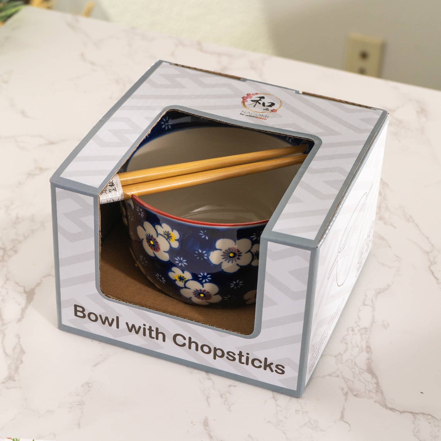 Urban Tokyo - Ume Plum Design 18oz 5.25"D Bowl With Chopsticks Set