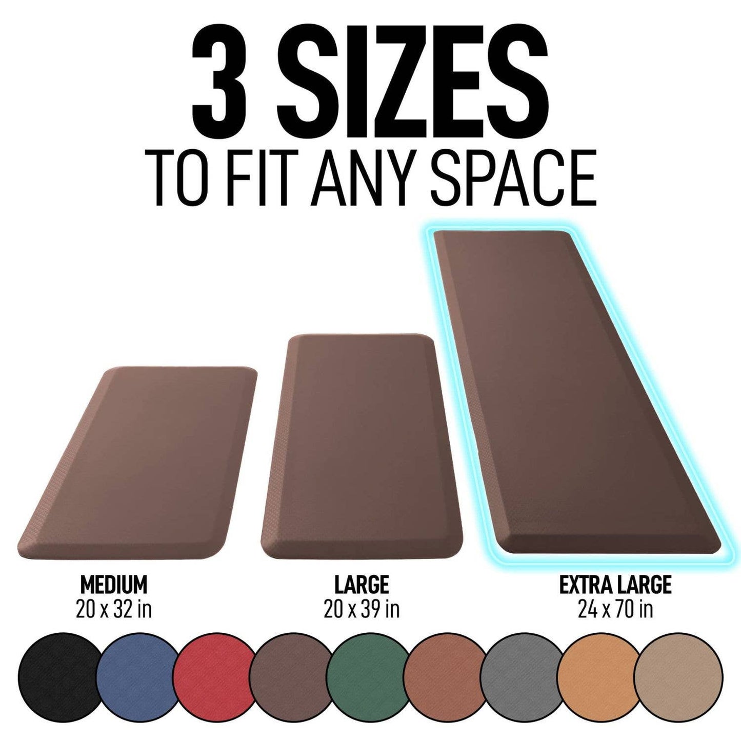 Zulay Kitchen - Anti Fatigue Mat - Thick Non Slip Foam (24X70): Brown