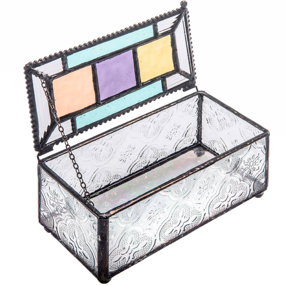 J Devlin Glass Art & Bert Anderson Collection - Colorful Stained Glass Decorative Jewelry Keepsake Box 864