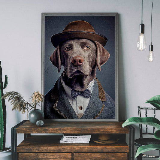 Ink & Drop - Black Labrador Animal Head Print: 11 ¾ x 15 ¾ in | 30x40 cm / Matte