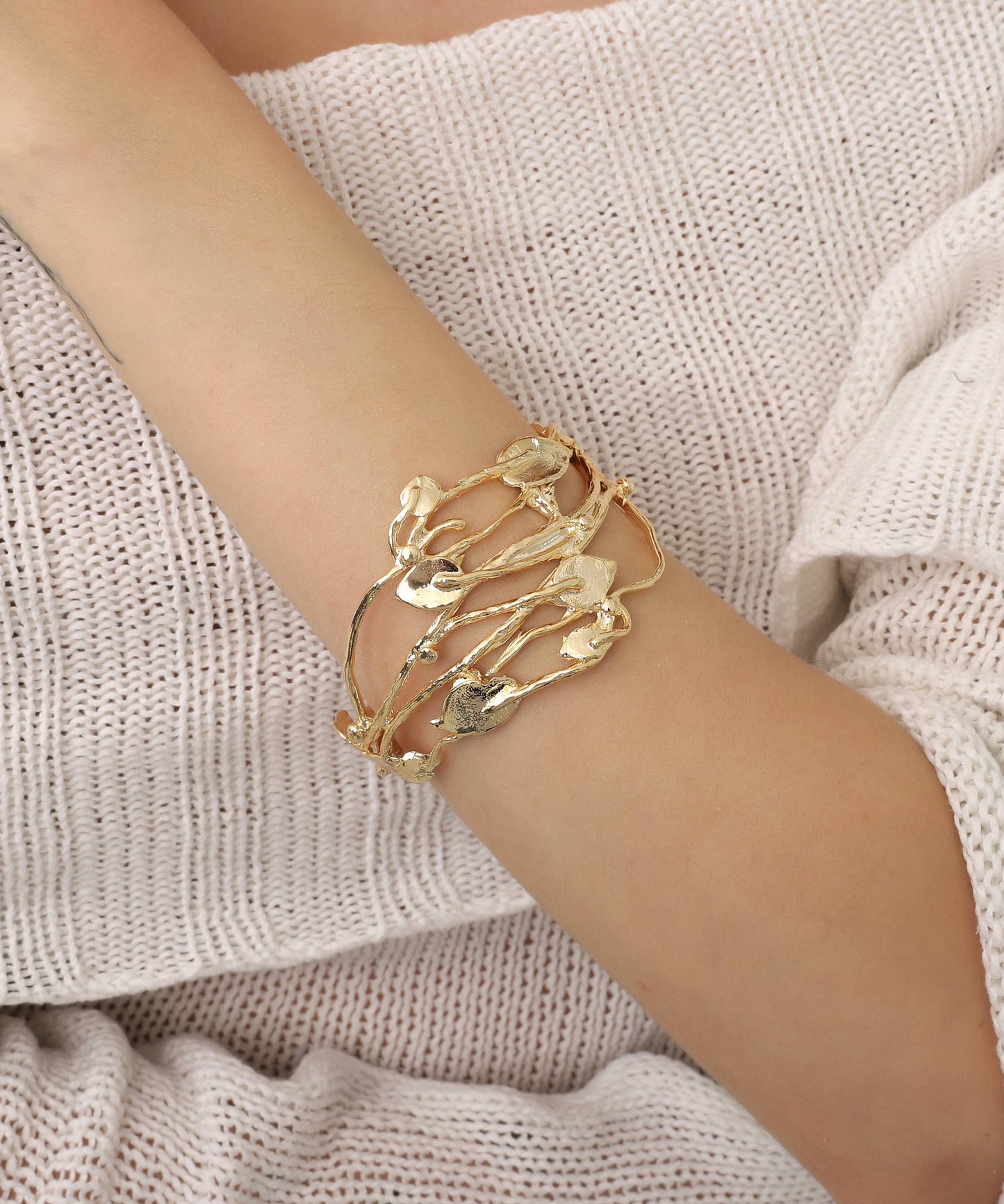 BUBU BY TEKIN SHOP - Gold Plated Women Leaf Bracelet