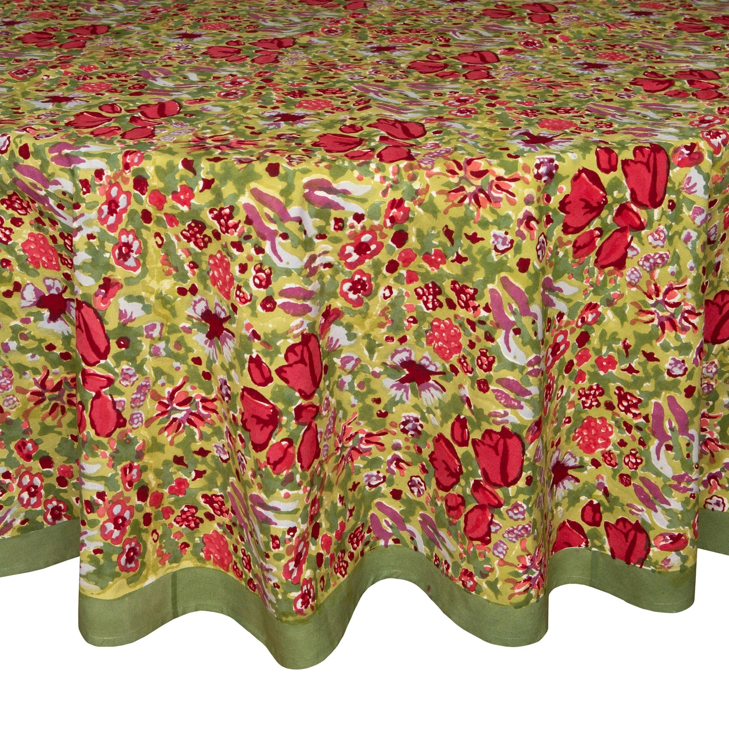 Couleur Nature - Jardin Red & Green | French Tablecloths: 71" x 128"