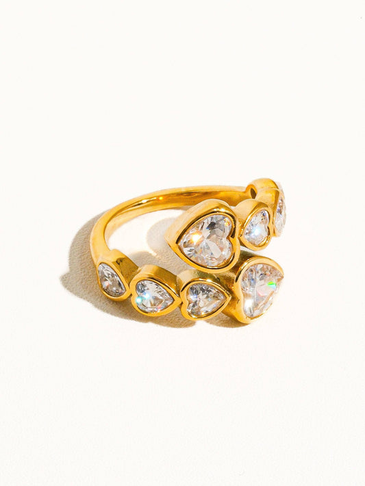 Flânerie by MAIQ - Wyatt 18K Gold Non-Tarnish Rhinestone Heart Ring: Yellow Gold / 7