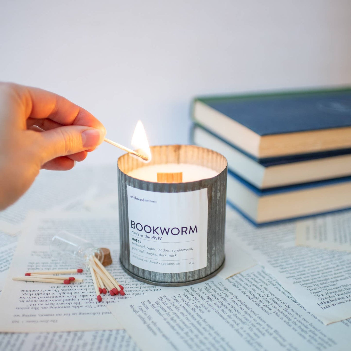Anchored Northwest - Date Night Rustic Vintage Farmhouse Wood Wick Candle: 10oz