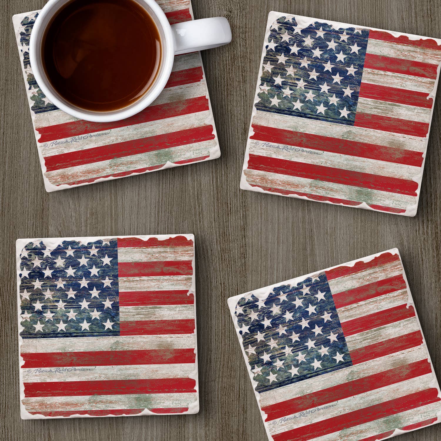 Americana Absorbent Tumbled Tile Coaster