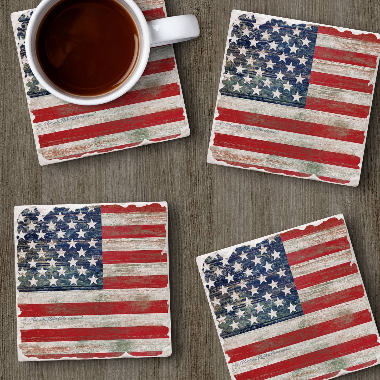 CounterArt/Highland Home/Thirstystone - Americana Absorbent Tumbled Tile Coaster 4pk