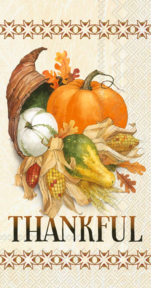 Boston International - Paper Guest Towels 16 count Thankful Cornucopia Fall
