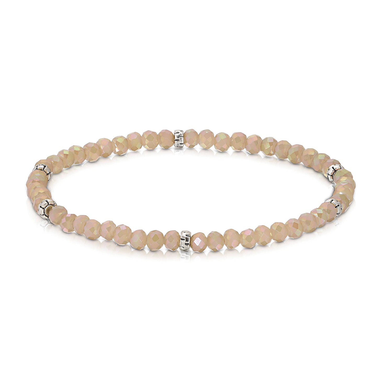 My Fun Colors - Mini Crystal Beaded Stretch Bracelet | So Many Great Colors!: Blush ab+Silver Accent (MC1008S)