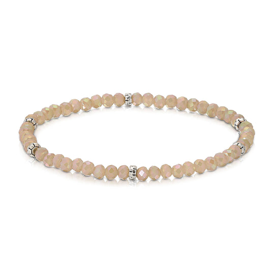 My Fun Colors - Mini Crystal Beaded Stretch Bracelet | So Many Great Colors!: Blush ab+Silver Accent (MC1008S)