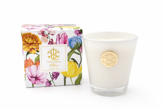 LUX FRAGRANCES - Wildflower 8 oz Designer Box Candle - MIN 6