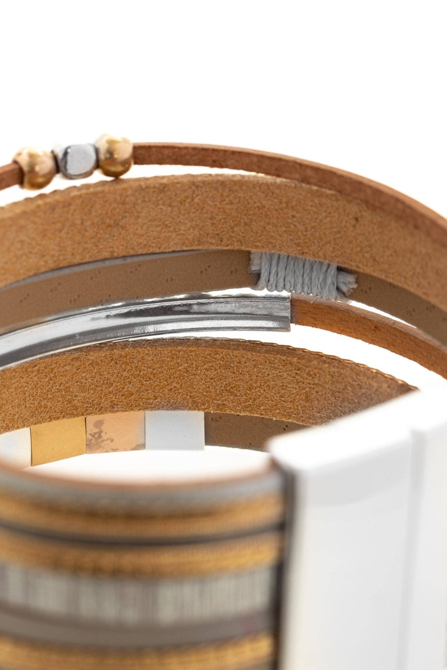 SAACHI - Metallic Beaded Bracelet: Silver