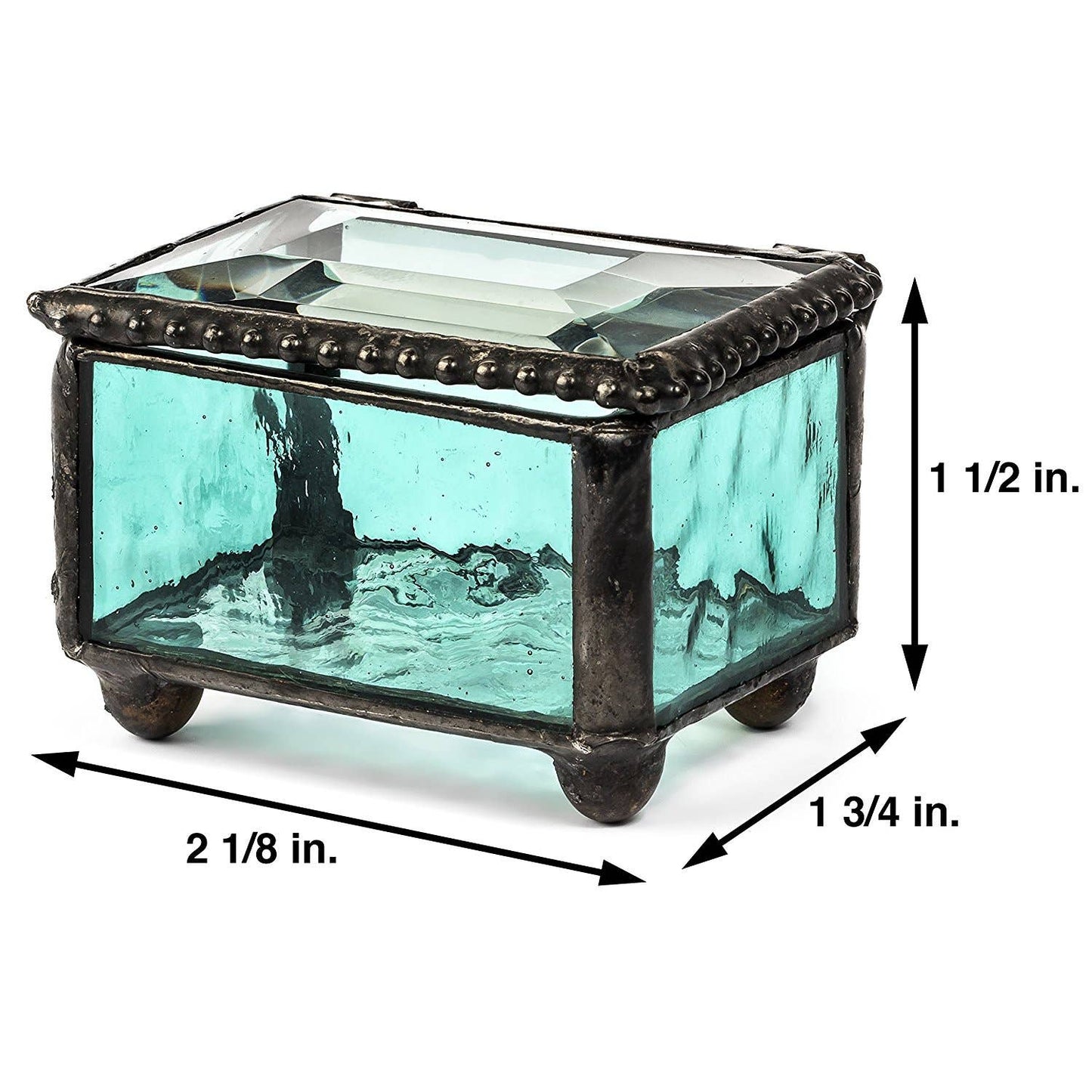 J Devlin Glass Art & Bert Anderson Collection - Small Stained Glass Ring Box J Devlin Box 325 Series: Clear