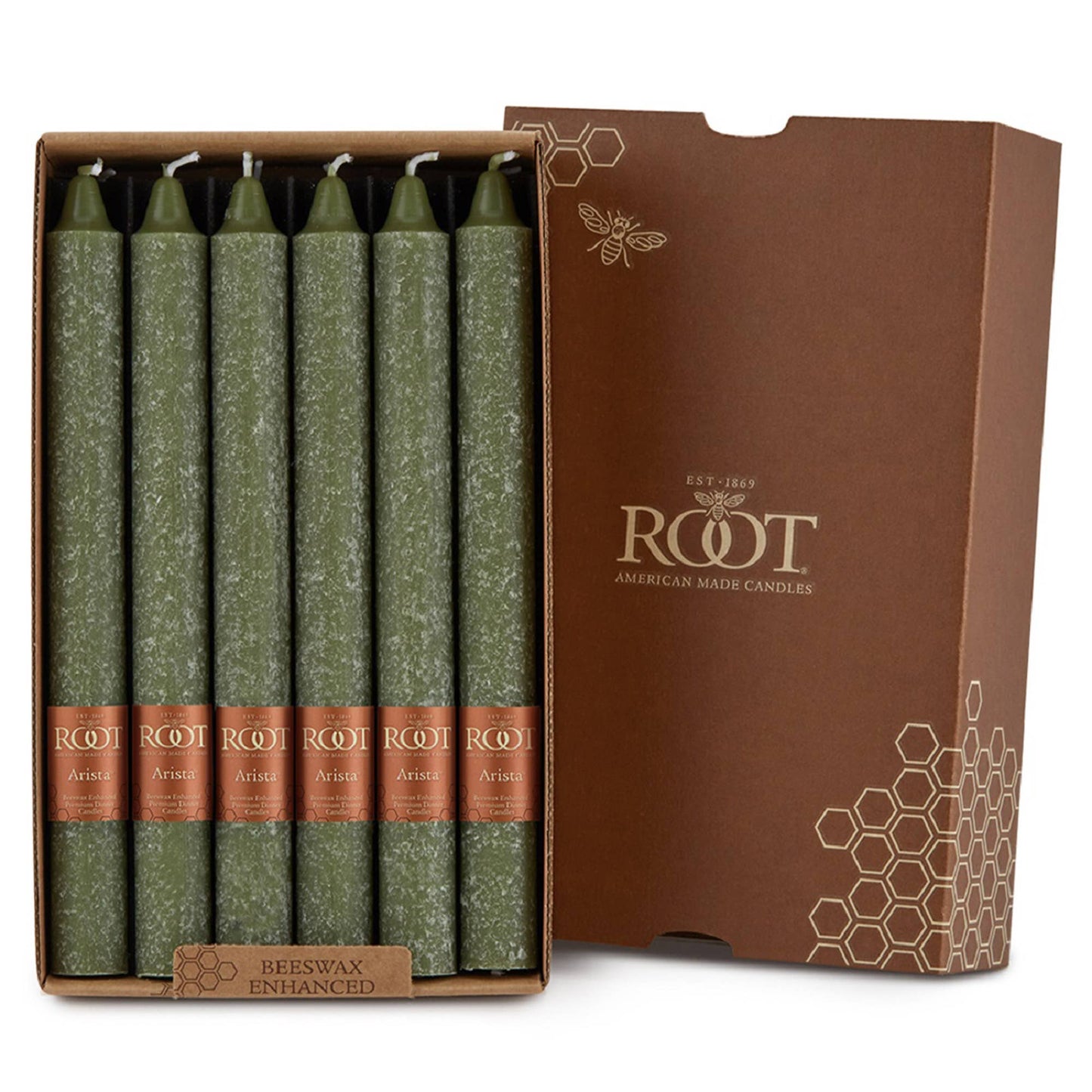 ROOT Candles - ROOT Timberline Arista Candles Box Of 12: Dark Green / 12 inch