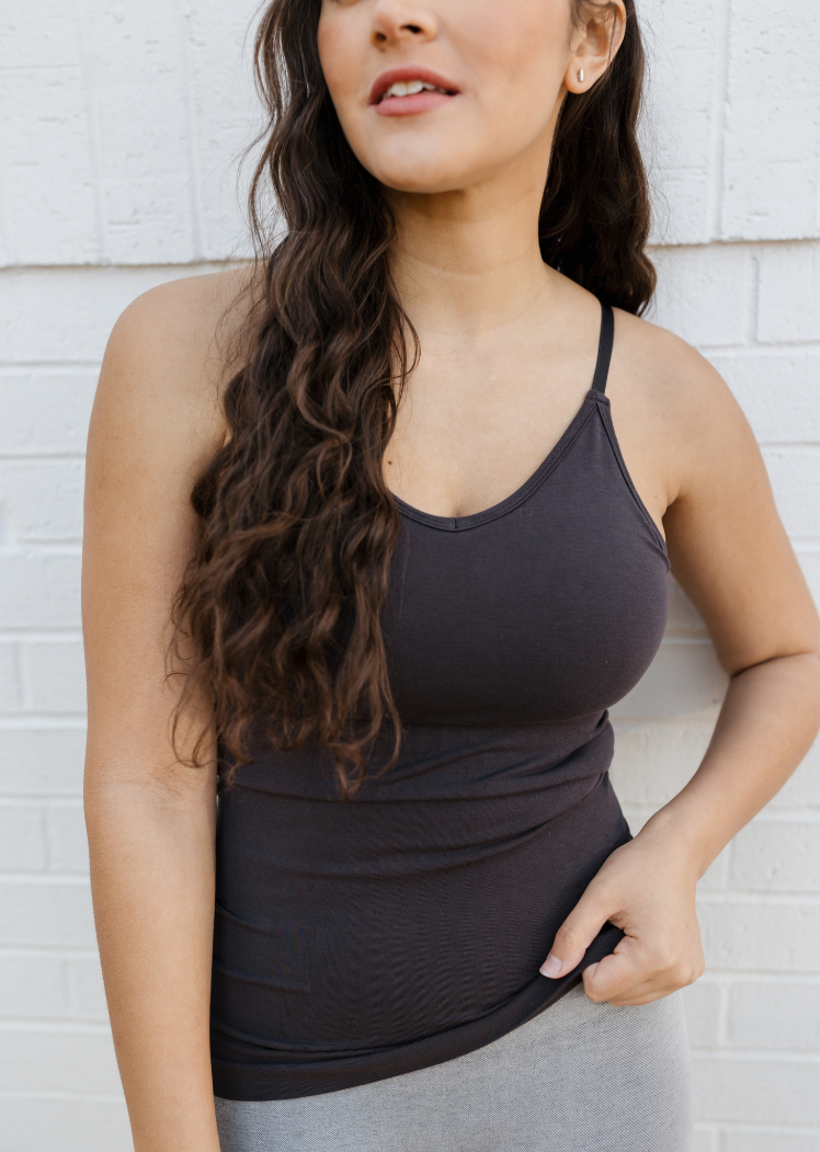 ELIETIAN - Built In Bra Cami: Black