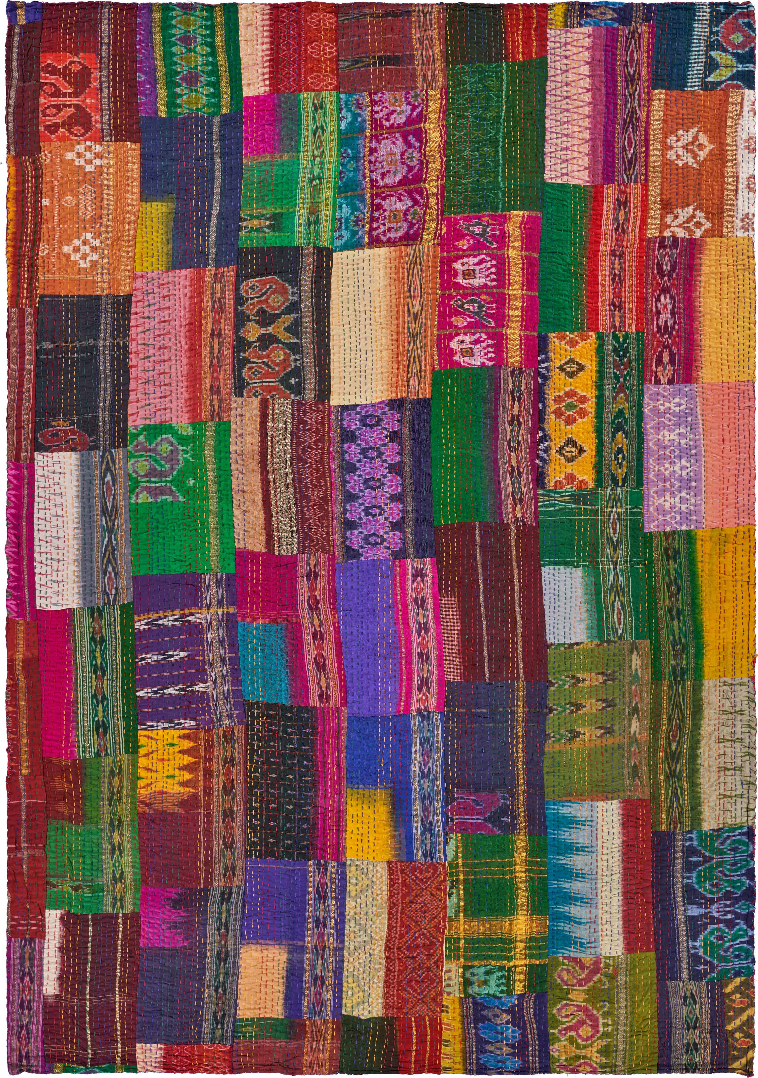 Traditional Patola Kantha Throw Blanket - Thumbnail 3