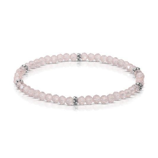 My Fun Colors - Mini Crystal Beaded Stretch Bracelet | So Many Great Colors!: Light Pink ab+Silver Accent (MC203S)