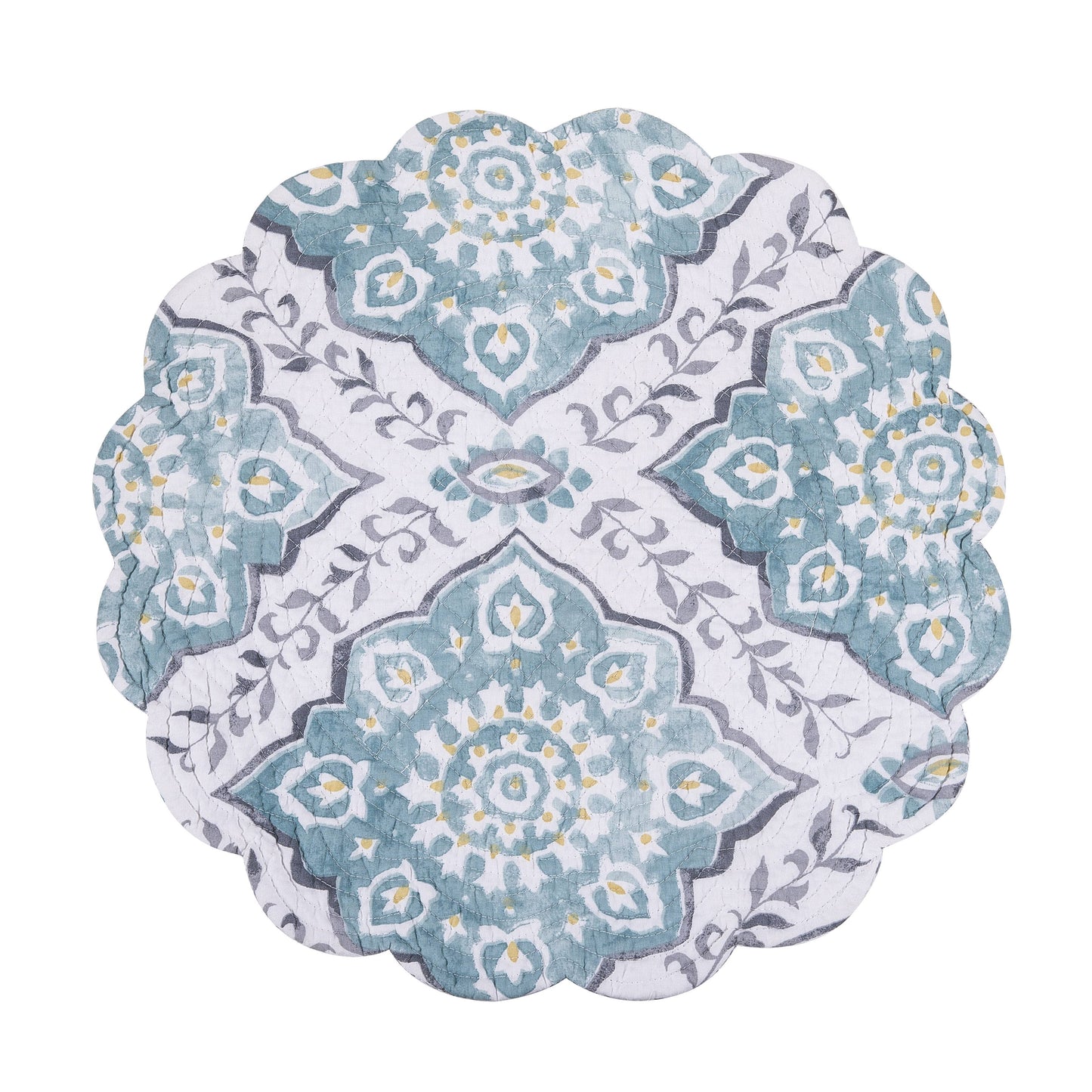 C&F Home - Coastal Harlen Blue Mosaic Round Placemat