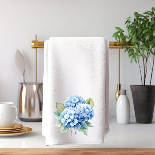 Fernville Creations - Blue Hydrangea Elegant Velour Hand Towel for Bath & Kitchen