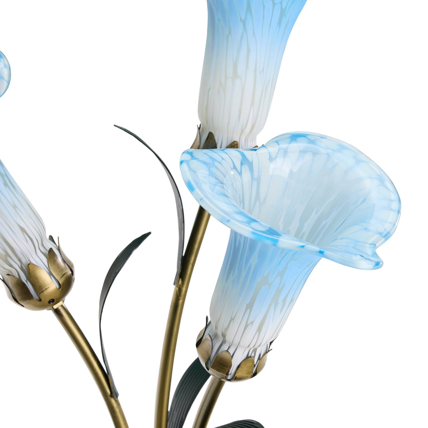 River of Goods - 23.5"H Blue 3 Shade Handblown Glass Calla Lily Table Lamp