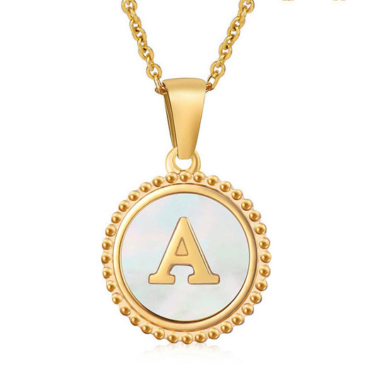 ACCITY - 18K GOLD STAINLESS STEEL SHELL LETTER NECKLACE_CWAJE0686: TYPE1 / (OS) 2