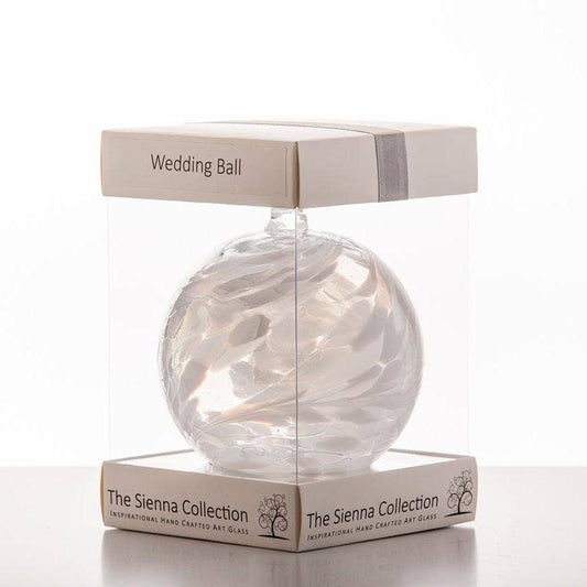 Sienna Glass - 10cm Friendship Ball - Wedding - White