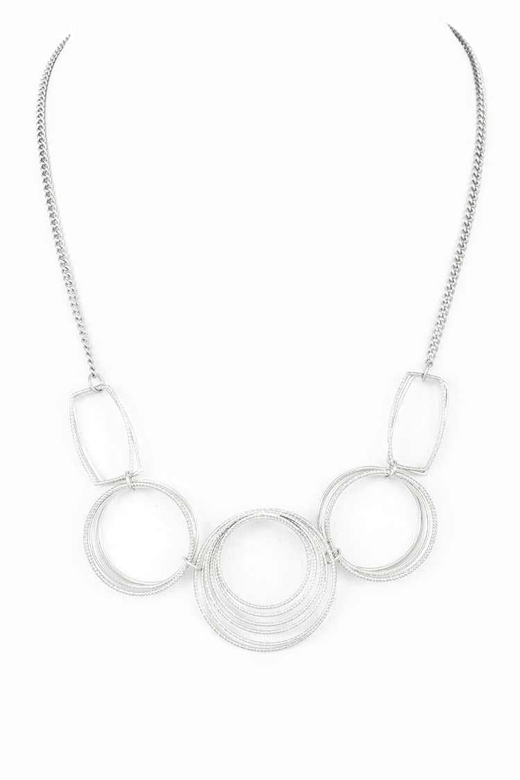 Artini Accessories - Textured Rings Collar Necklace: Worn Gold