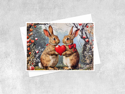Salty Alyce - Vintage Love Bunnies Blank Card 58AS