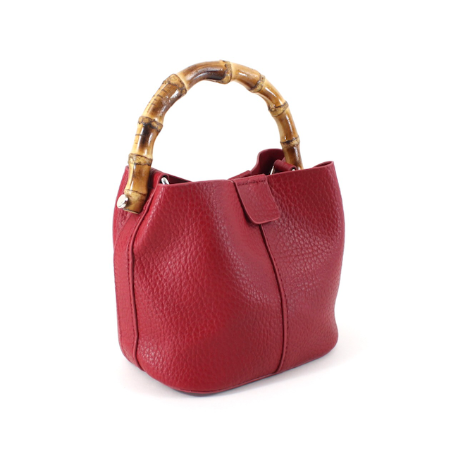 Pretty Persuasions - P23052 Bamboo Top Handle Crossbody Bag w/Cosmetic Pouch: 10 Red