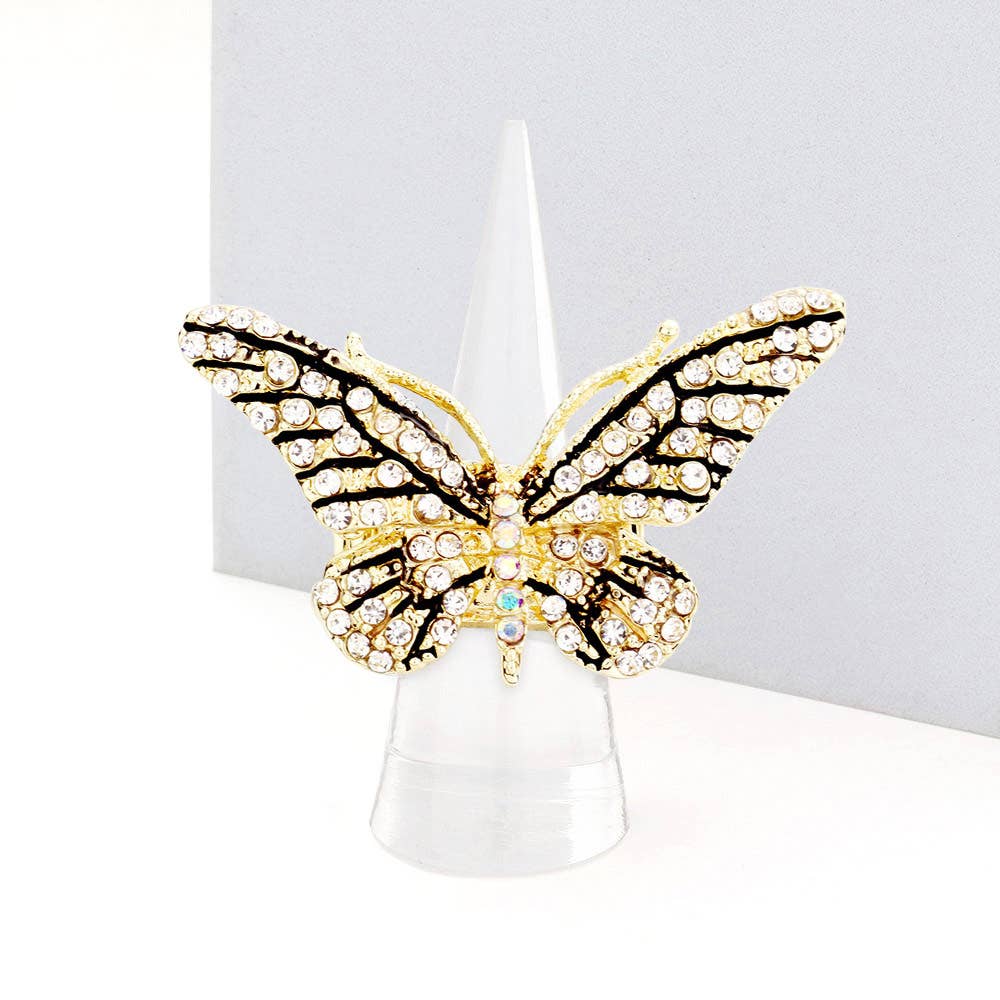 Sensibling Corp. - Crystal Pave Butterfly Stretch Ring: PK