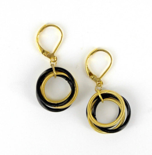Sea Lily - 266 - Black and Gold PW Loop Earring