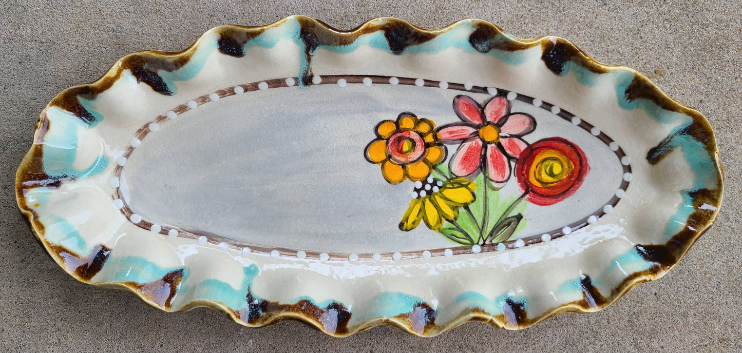 Heartfelt Traditions - Long Oval Tray (Drip Flowers)