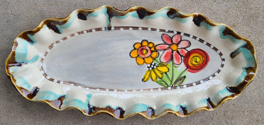 Heartfelt Traditions - Long Oval Tray (Drip Flowers)
