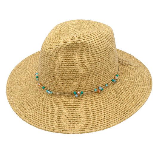 Peter Grimm - Anabelle Toyo Straw Beaded Wide Brim Beach Resort Sun Hat