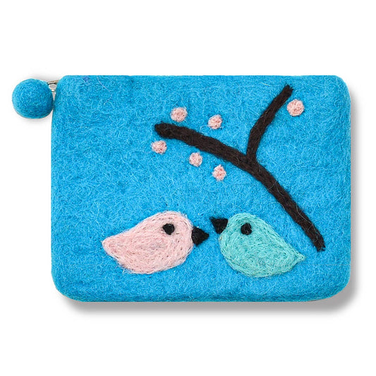 BNB Crafts Inc. - Two Love Bird coin purse: Aqua