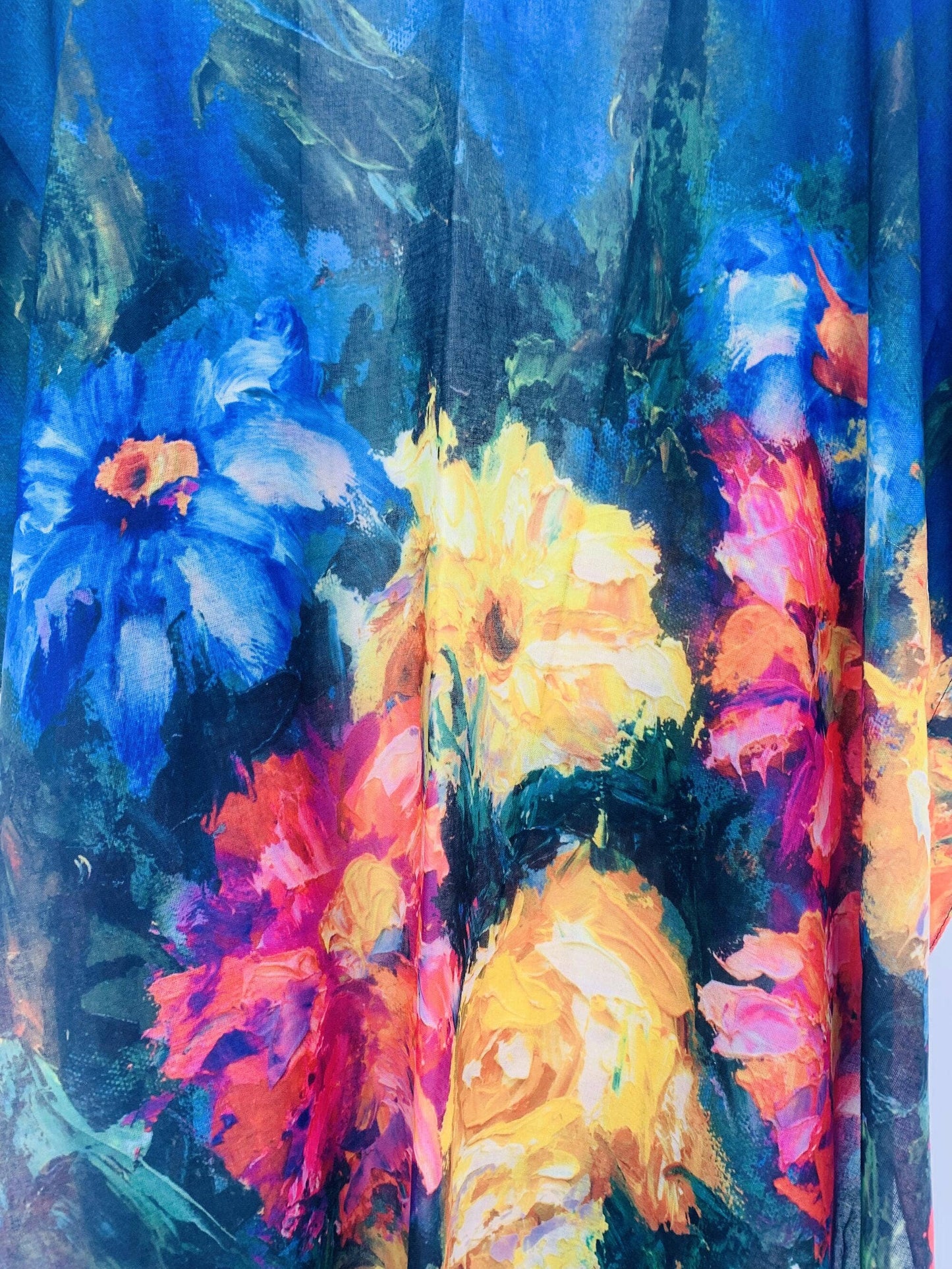 JC Sunny Fashion - JC062762 Blue-Multi Monet Floral Painting Kimono