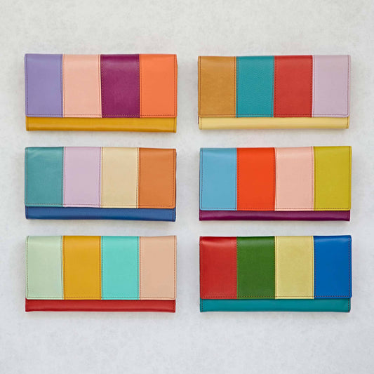 The Paper High Gift Company Limited - Recycled Multicoloured Leather Clutch Purse - Handmade