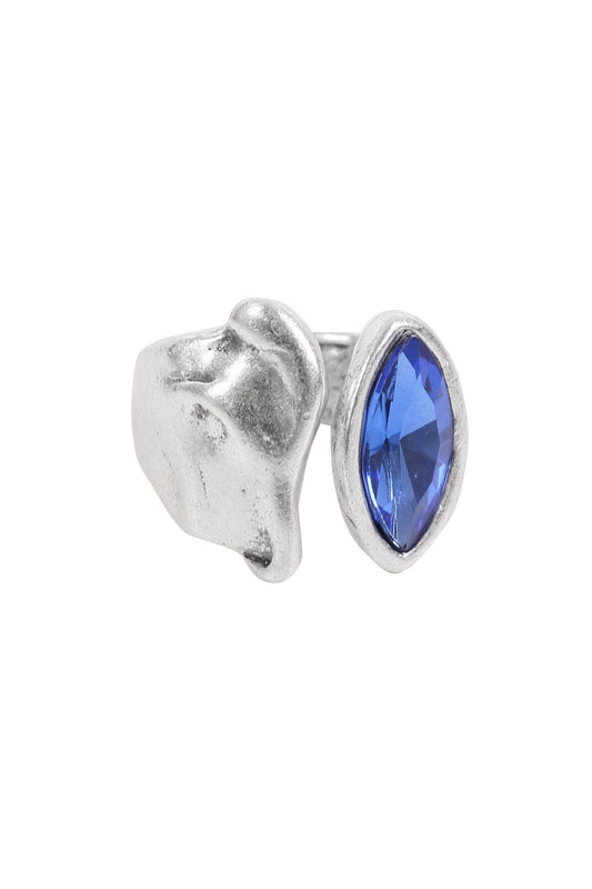 Chanour - Handmade Blue Crystal Brass Ring - 6835