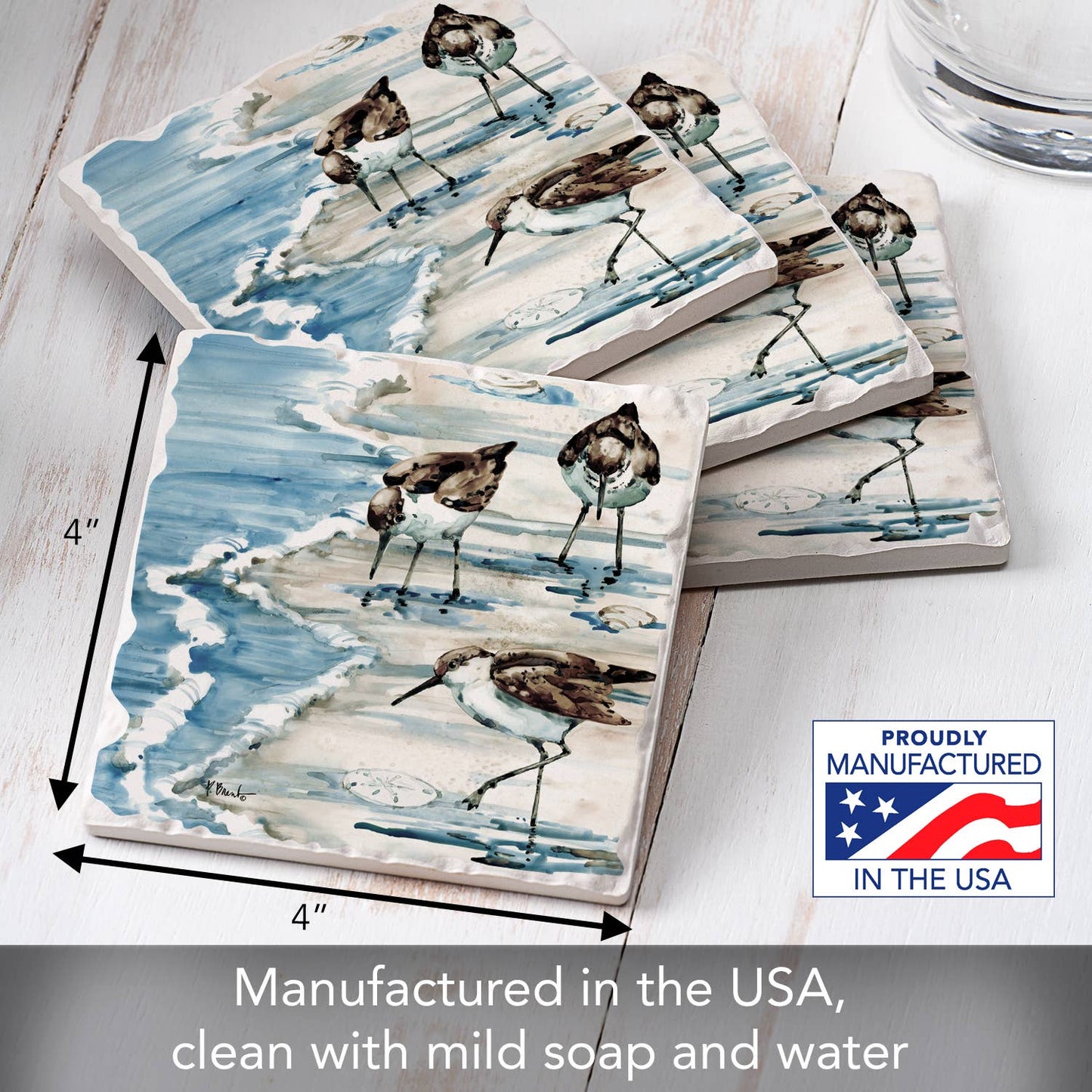 CounterArt/Highland Home/Thirstystone - "Rockhampton Sandpipers"  Tumbled Tile Coaster 4pk