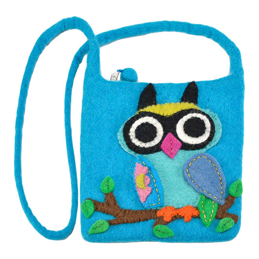 BNB Crafts Inc. - Big Eyed Owl on the branch Cross-Body Bag: Turquoise