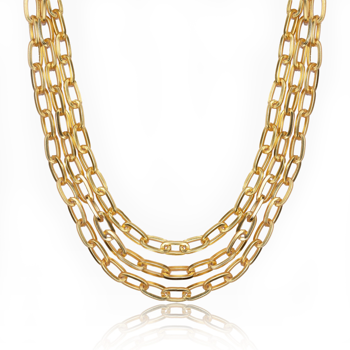 KARINE SULTAN - Multi Layers Paperclip Chain Necklace: Yellow Gold