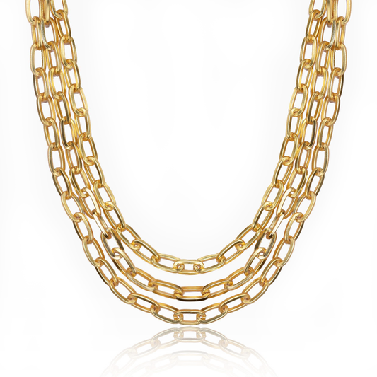 KARINE SULTAN - Multi Layers Paperclip Chain Necklace: Yellow Gold