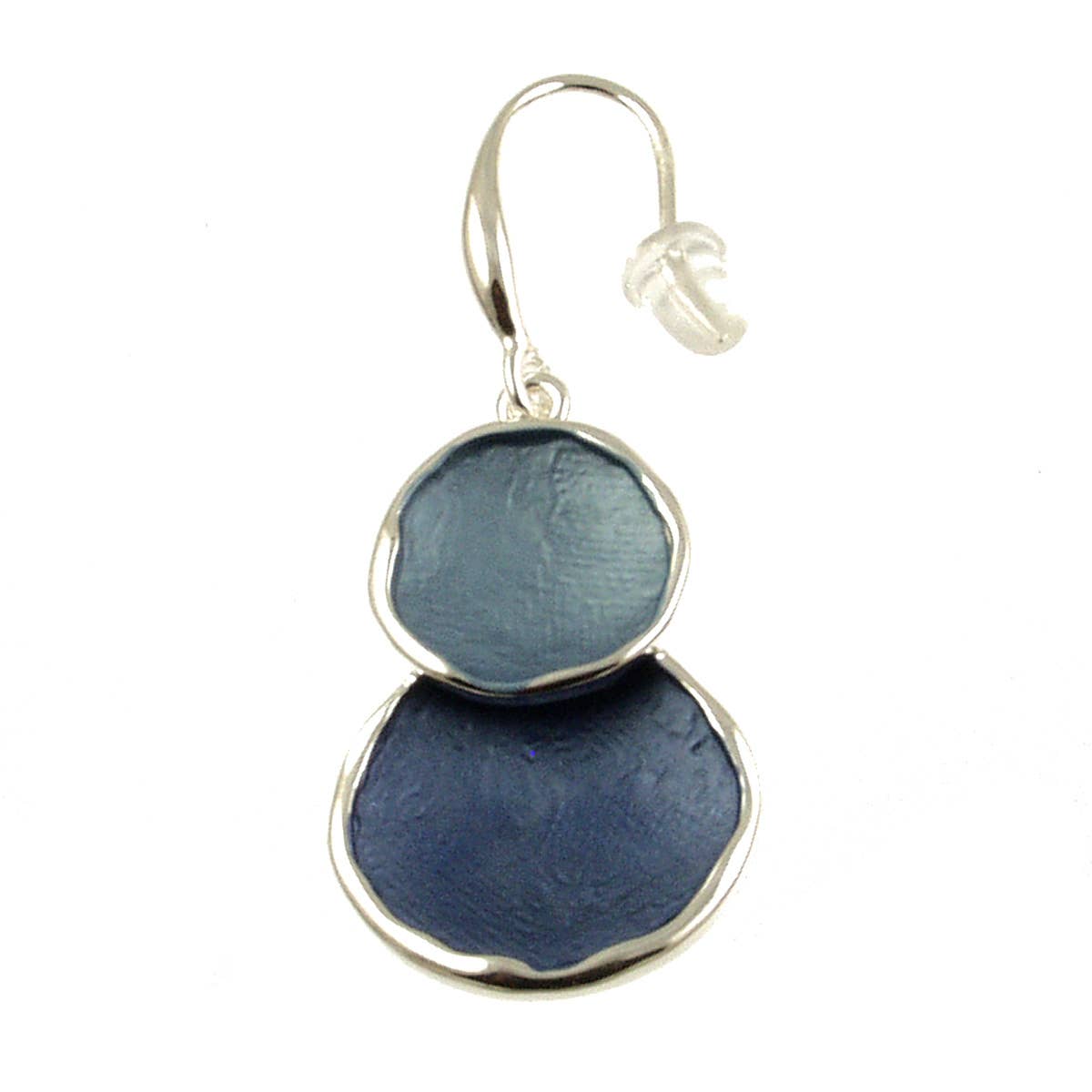 Origin Jewelry - Double Circle Overlay Earrings: Silver Green