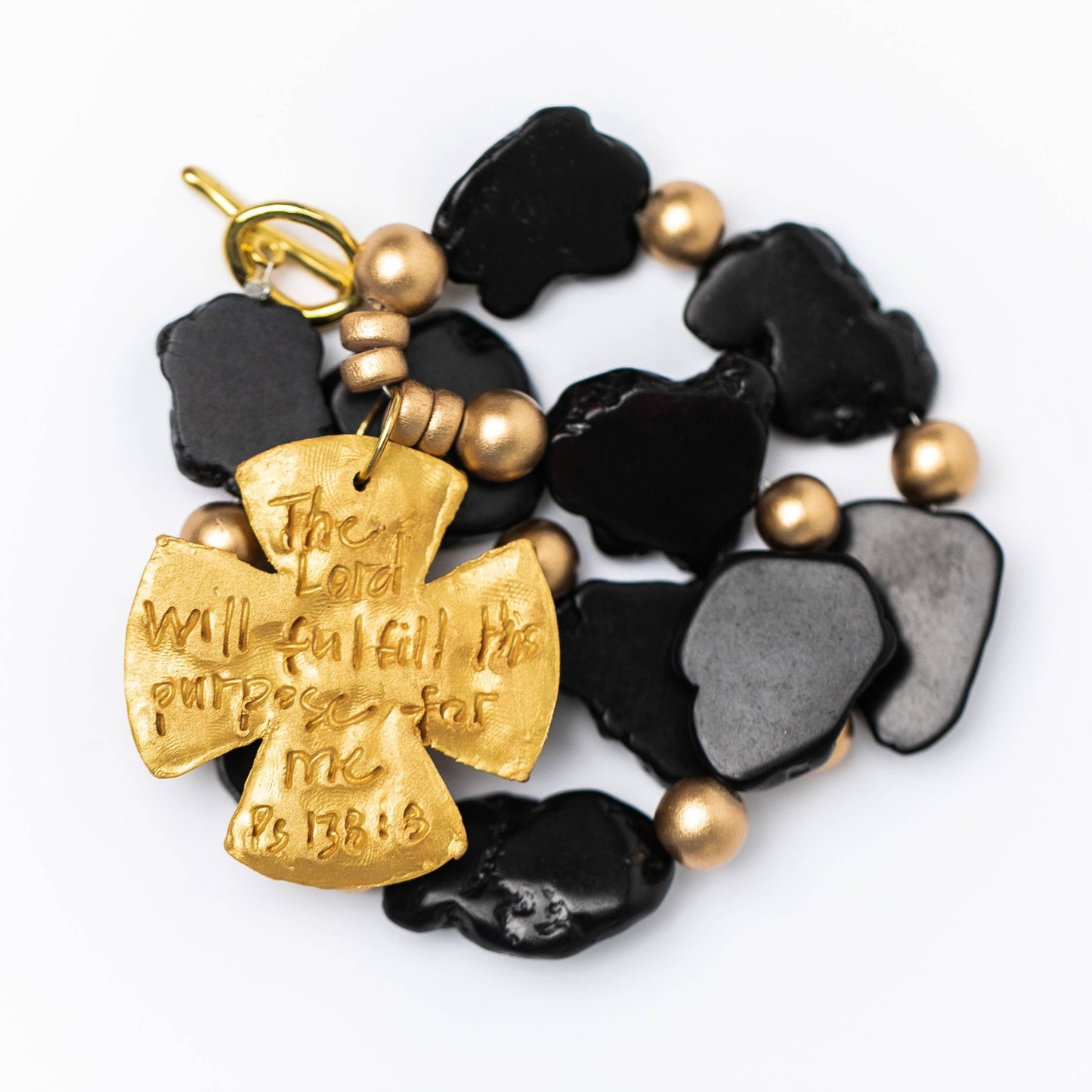 Hidden Truth Jewelry - Black JadeNuggets with Cari Cross Necklace