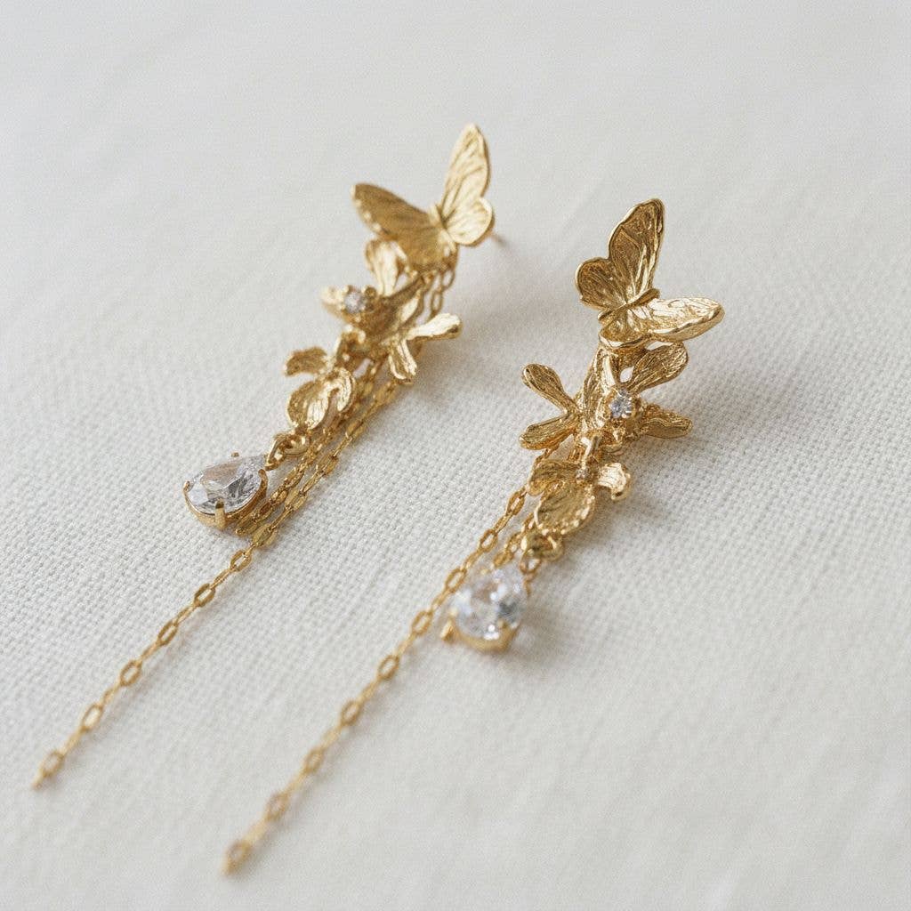 Ellemadera - Vintage-Inspired Butterfly Drop Earrings
