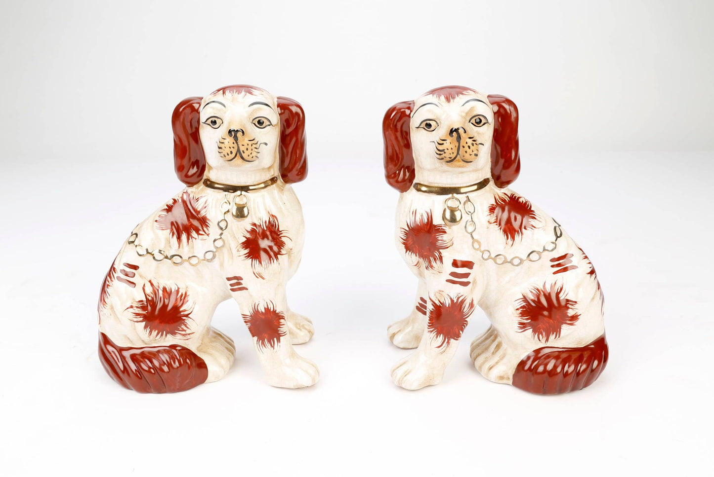 AA Importing - Staffordshire Dog Pair, Brown and White w/ Brown Finish